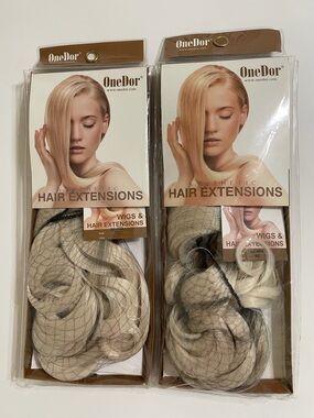 New Set/2 ONEDOR Synthetic Platinum Blonde 20” Curly Full Head Hair Extensions